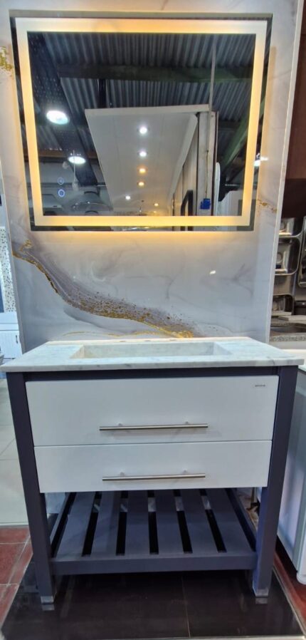 Vanitory Matilda de 80cm con Mesada Dama Carrara Travertino 80